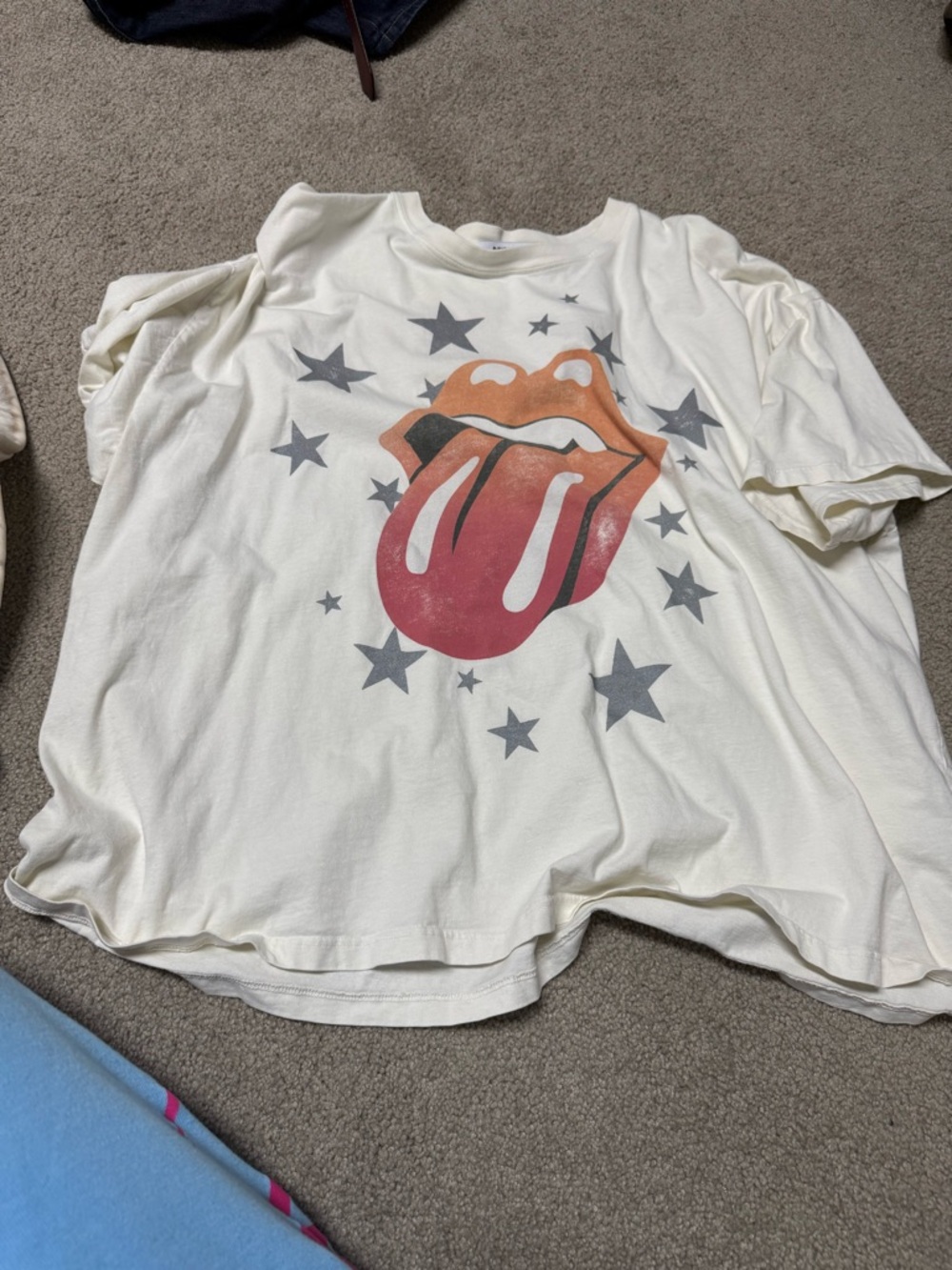 Daydreamer White Tee with Orange-Red Tongue Graphic